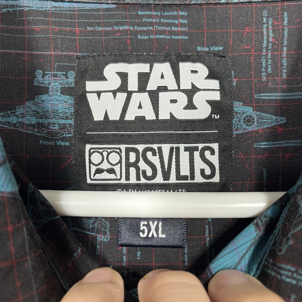 RSVLTS Star Wars shirt Men's 5XL Black Blue Quite Operational Kunuflex button up - Picture 13 of 16